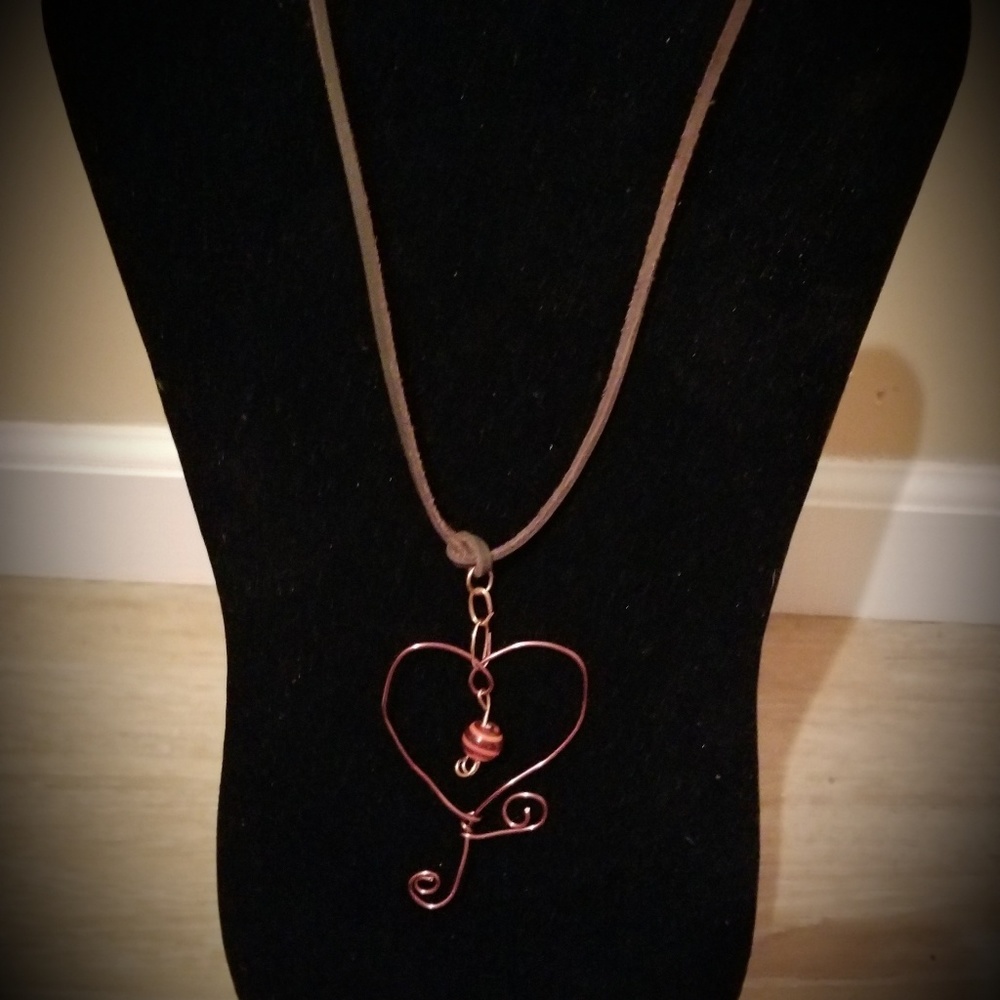 Wire Wrapped Copper Pendant Necklace